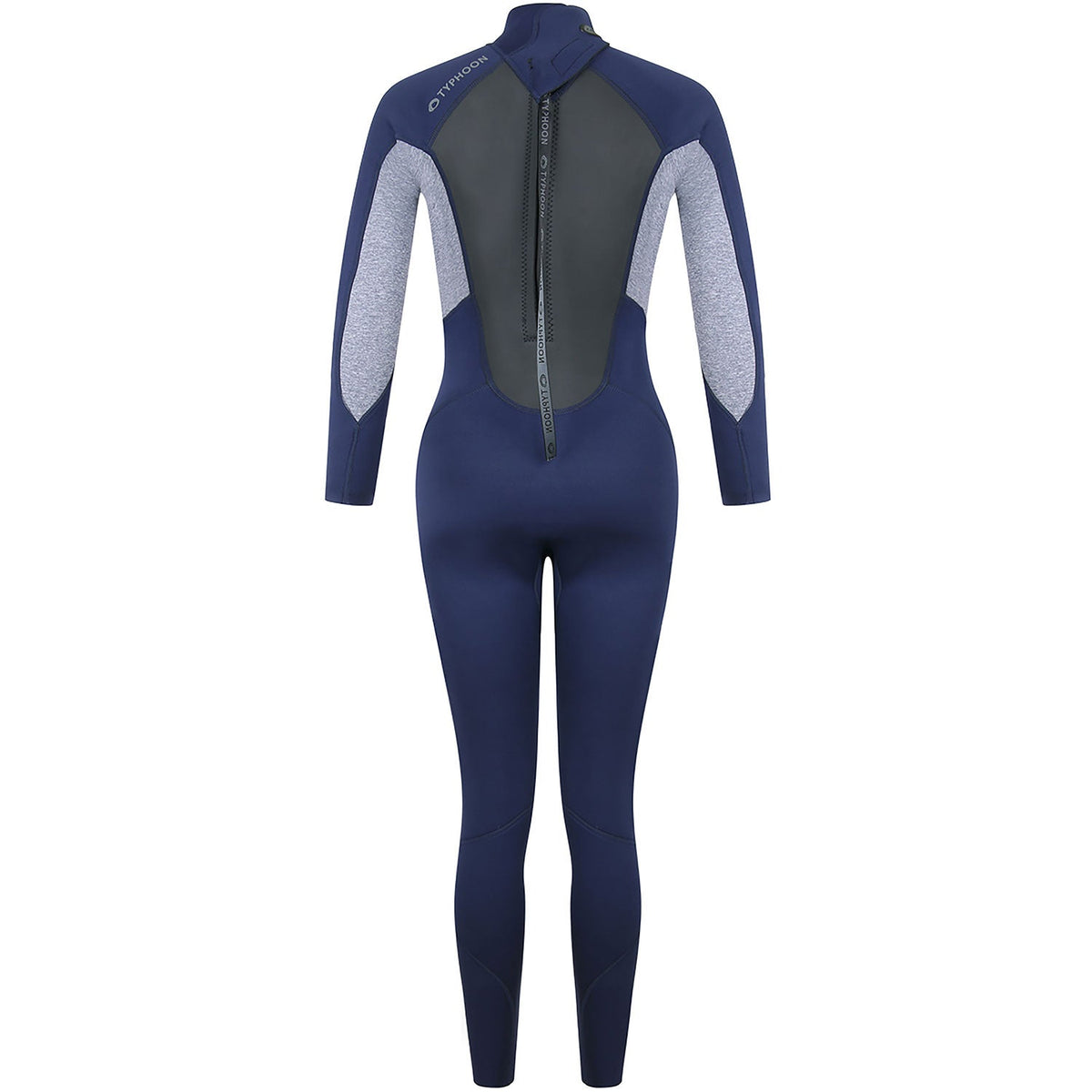 Typhoon Womens Storm3 3/2mm Backzip Wetsuit - Navy/ Grey Marl
