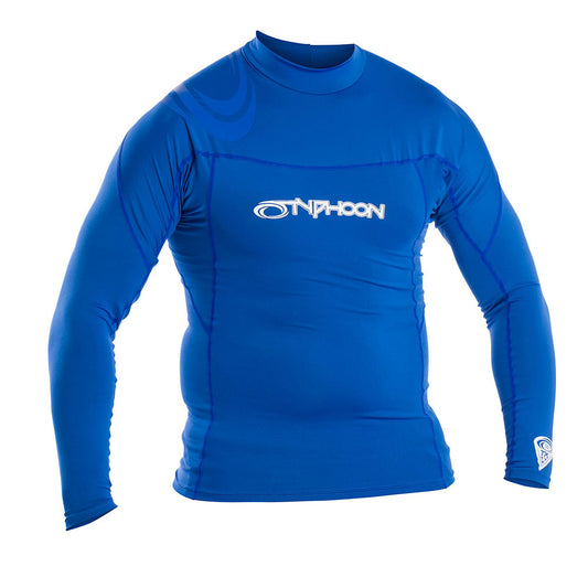  Typhoon Long Sleeve Flat Locked Rash Vest - Aqua Blue