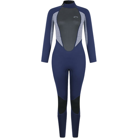  Typhoon Womens Storm3 3/2mm Backzip Wetsuit - Navy/ Grey Marl