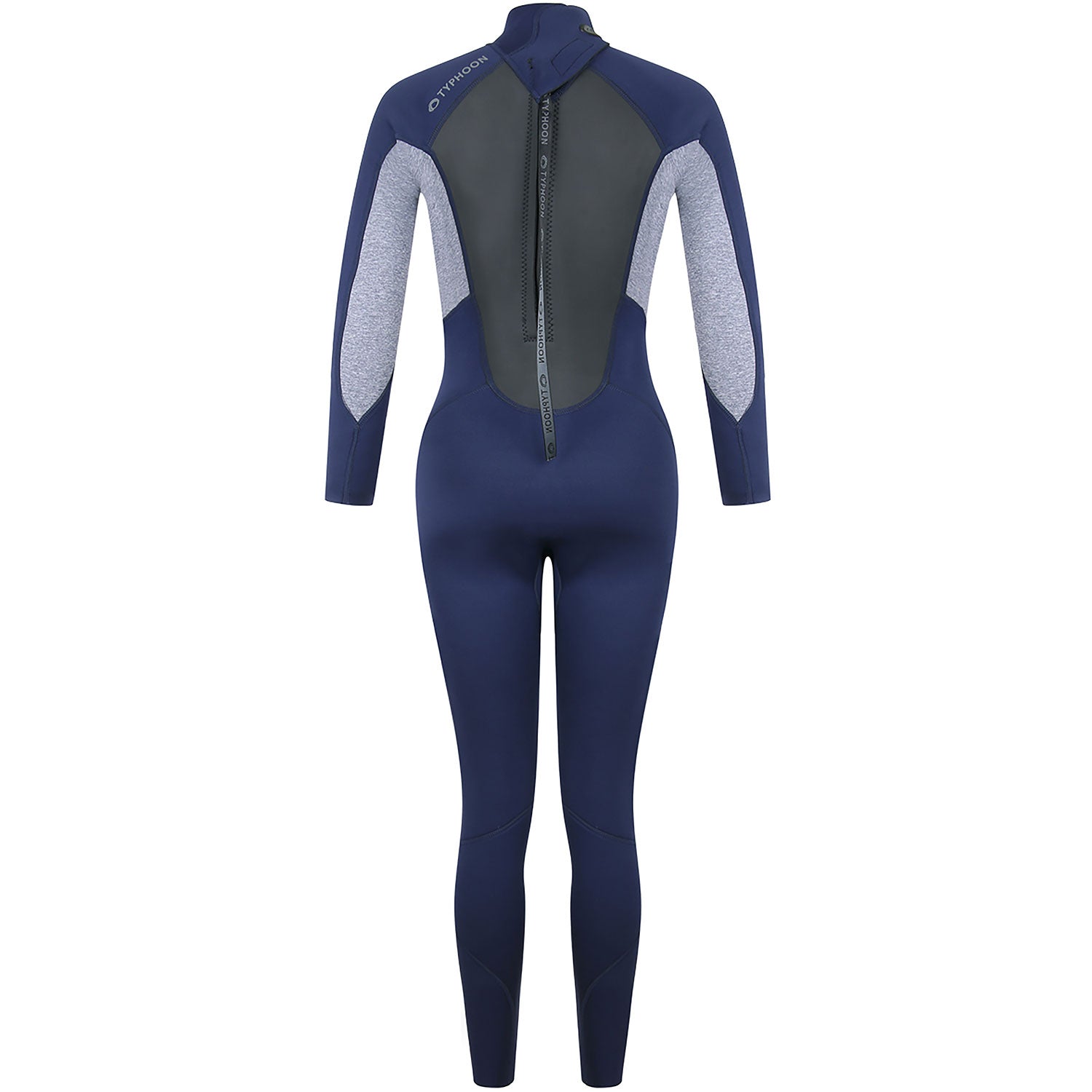  Typhoon Womens Storm3 3/2mm Backzip Wetsuit - Navy/ Grey Marl