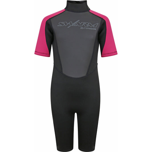  Typhoon Swarm3 Girls 3/2mm Shorty Wetsuit - Black/Pink