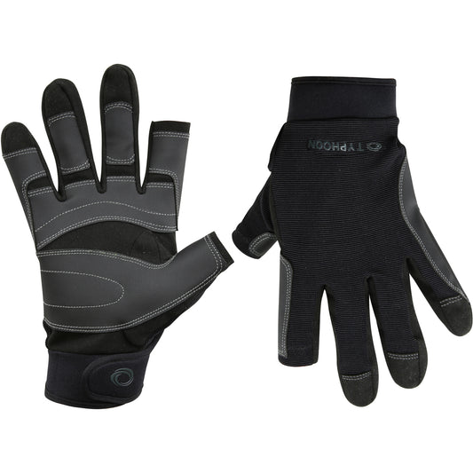  Typhoon Raceline 2.0 Full Finger Sailing Gloves - Black