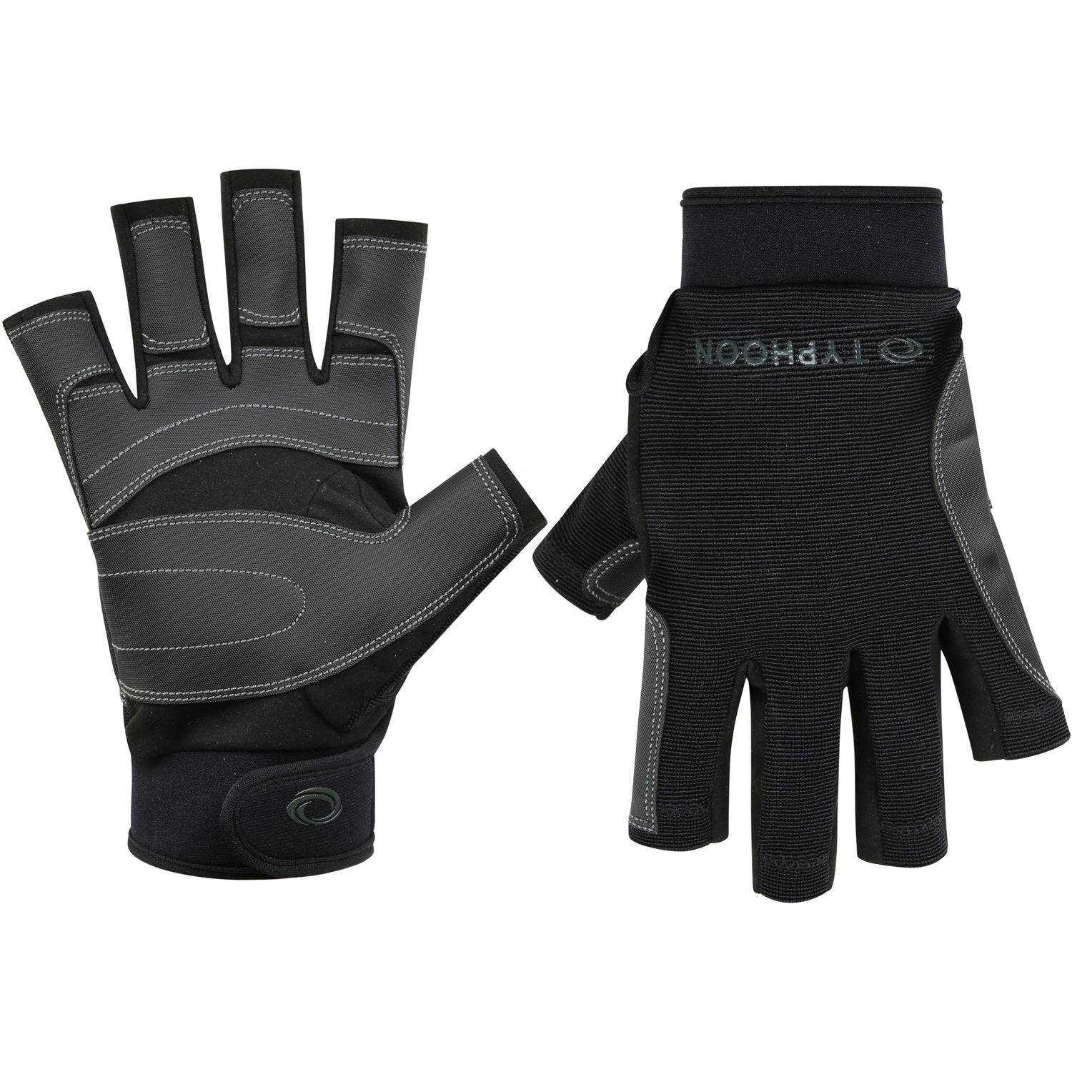  Typhoon Raceline 2.0 Half Finger Sailing Gloves - Black