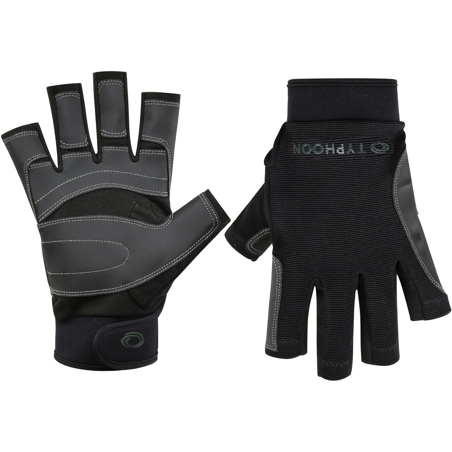  Typhoon Junior Raceline 2.0 Half Finger Sailing Gloves - Black