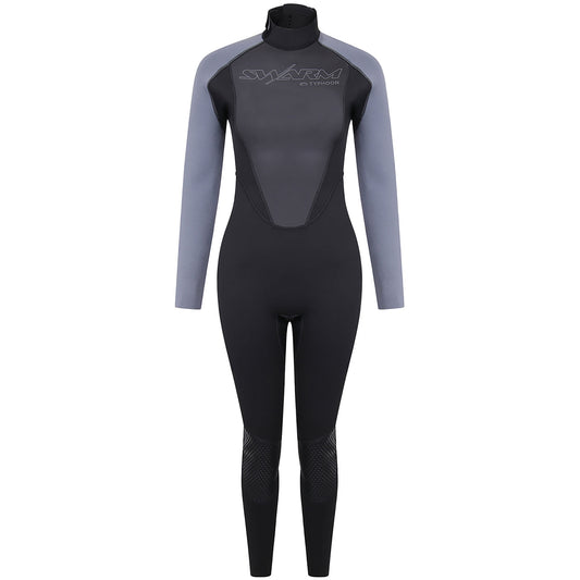  Typhoon Womens Swarm3 3/2mm Backzip Wetsuit - Black/Graphite