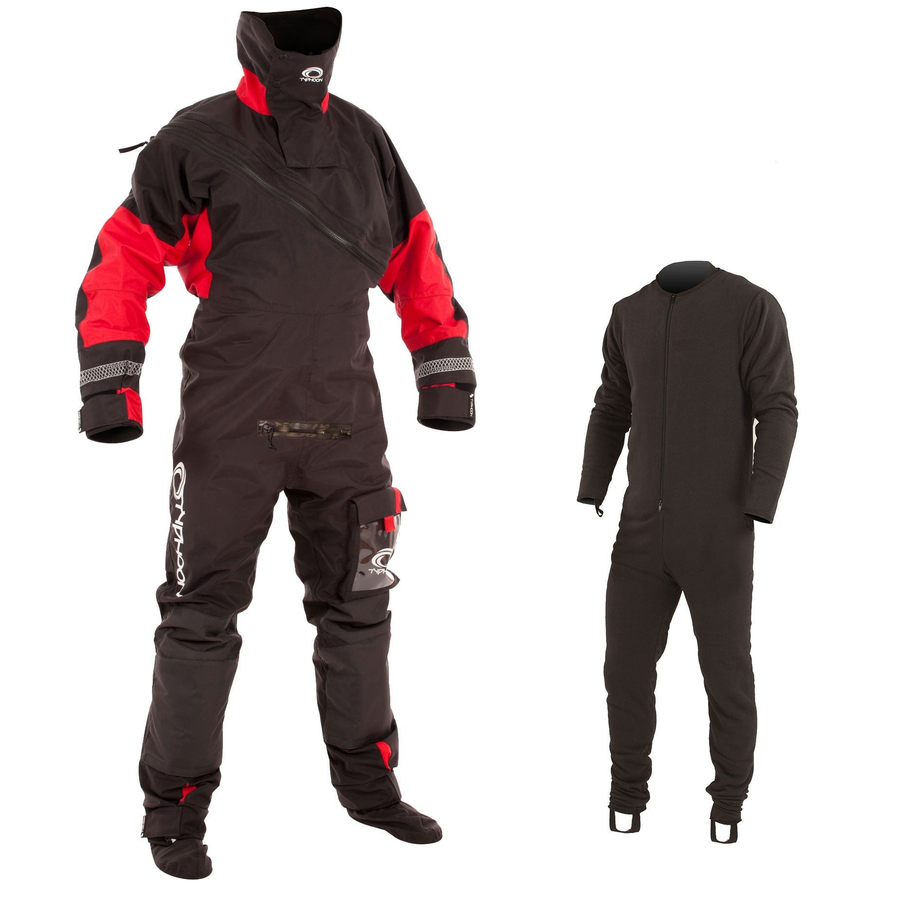  Typhoon Max B Drysuit Black/Red C/w Con Zip - Incl Undersuit